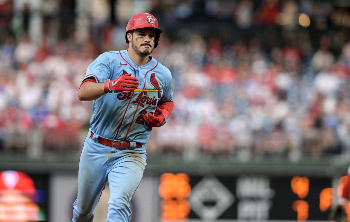 Nolan Arenado rounds third base after hitting a home run against the Philadelphia Phillies.